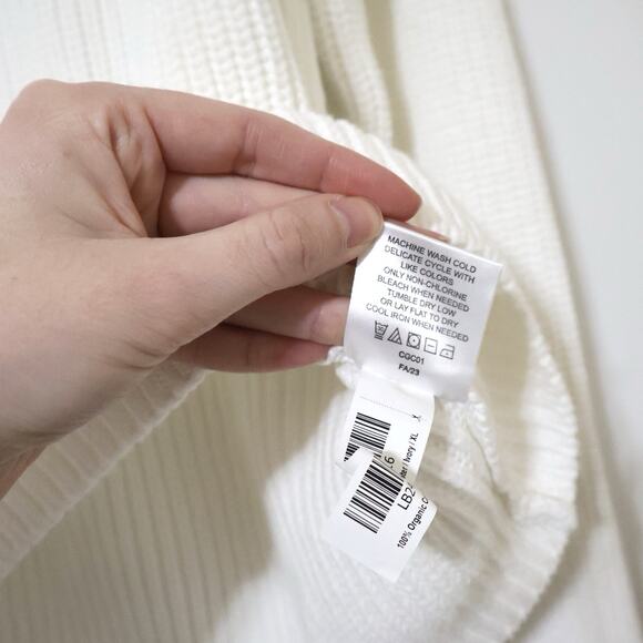 Quince Ivory Organic Cotton Fisherman Crew Cropped Sweater XL Career Office - Picture 5 of 8